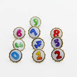 FISHWAVES 20 шт. 15 мм арабские цифры Круглый Металл с эпоксидным покрытием Brads шпильки для поделок, скрапбукинга украшения ручной работы - изображение