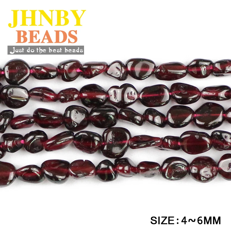JHNBY гранат неправильные гравия чип россыпью бусины 4~ 6 мм Lucky для женщин натуральный камень ювелирные изделия браслет Изготовление DIY Аксессуары