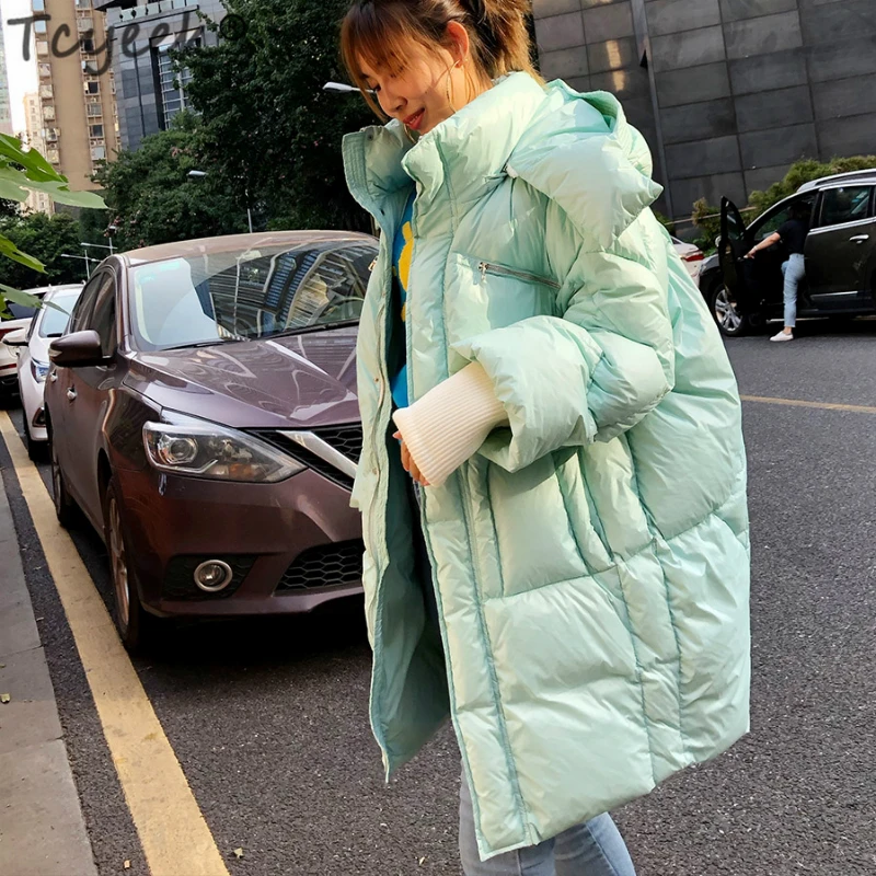 

Tcyeek Women Down Coats Jackets Warm Woman Down Parka 90% White Duck Down Coat Female Loose Style Clothes Doudoune Femme LWL1349