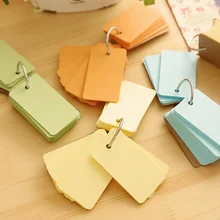 DHL Free Wholesale 200PCS Creative Candy Color Buckle Binder Notes Portable Flash Cards Memo Pads Cute Stationery DIY Blank Card