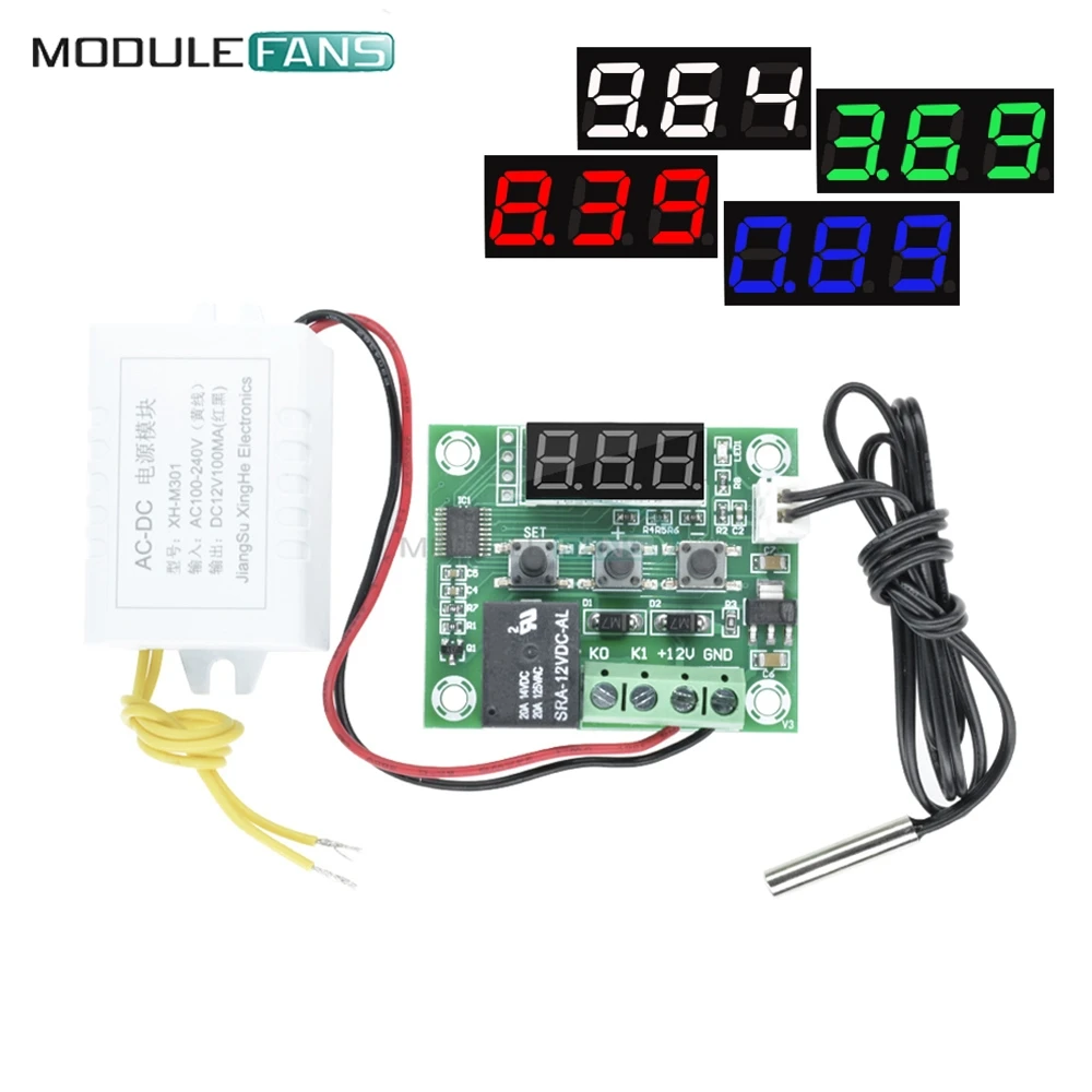 

AC 110V-220V LED Digital W1209 Thermostat Temperature Control Thermometer Module Board NTC Waterproof Sensor Probe Wire