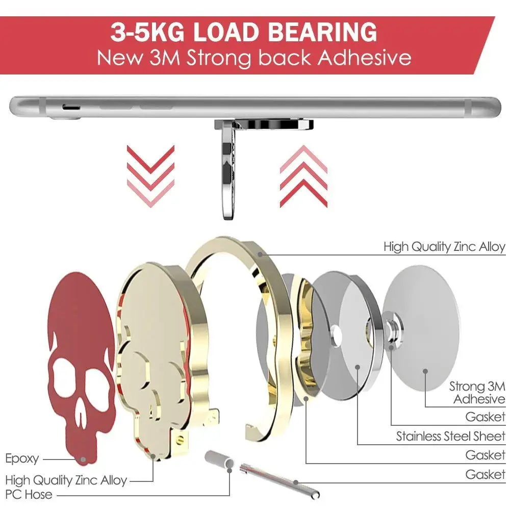 ShangKe Stand Cell Phone Ring Holder 360 Adjustable Ring Grip Kickstand For iPhone Samsung Huawei Xiaomi Bracket (Skull 3PCS) ShangKe Stand Cell Phone Ring Holder 360 Adjustable Ring Grip Kickstand For iPhone Samsung Huawei Xiaomi Bracket (Skull 3PCS)