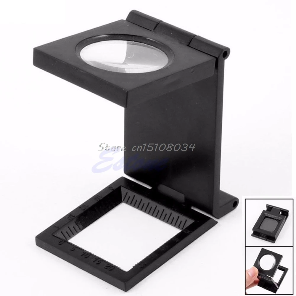 

10X Foldable Magnifier Loupe Desktop Fabrics Measure Scale Sewing Thread Counter S08 Drop ship