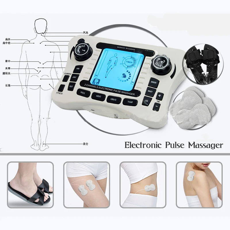 

Dual channel output TENS UNIT EMS pain relief/Electrical nerve muscle stimulator/Digital therapy massager/Physiotherapy