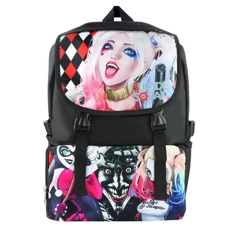 17" Suicide Squad Harley Quinn Backpack School Bag Nylon Waterproof