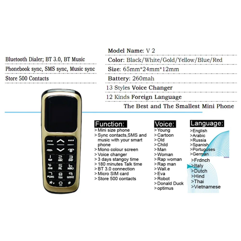 Низкая цена! 20 шт./лот Long-CZ V2 мини мобильные телефоны Bluetooth Dialer универсальные беспроводные наушники сотовый телефон Dialer