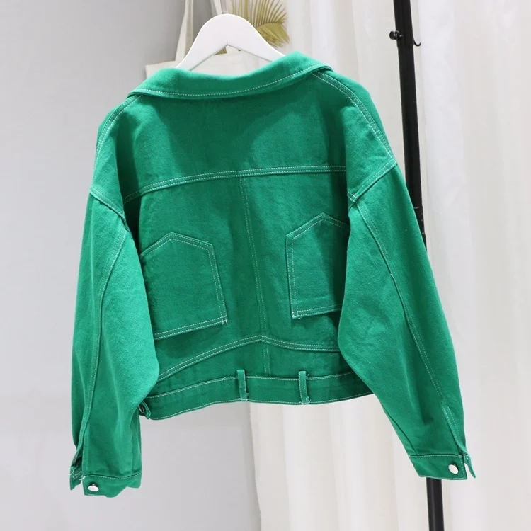 

DEAT 2019 New Summer Autumn Students Short Denim Jacket Women Candy Color Bat Sleeve Loose Jeans Coat Short Jackets MF866
