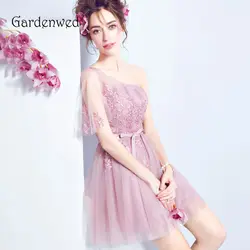 Gardenwed Короткие бальные платья розовый на одно плечо кружево до Пром платье рукава Формальные для женщин повод вечерние Robe De Soiree