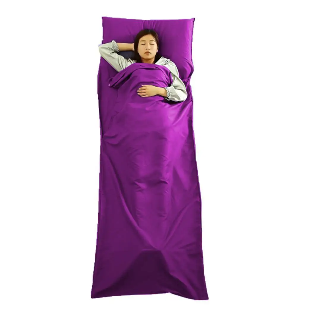 Outdoor Sleeping Bag Liner Portable Warm Sheet for Travel Camping Purple Navy Blue Dark Solid Hotel | Спорт и развлечения