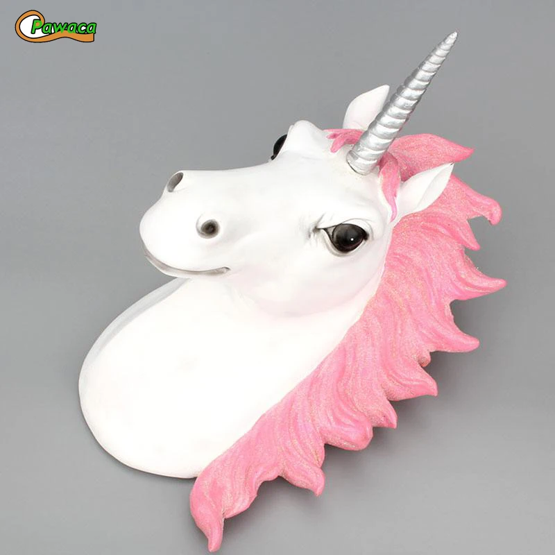 

Simulation 3D Resin Unicorn Head Animal Wall Hanging Artwork Room Wall Decoration Nordic Style Props Wall Hanging Ornament