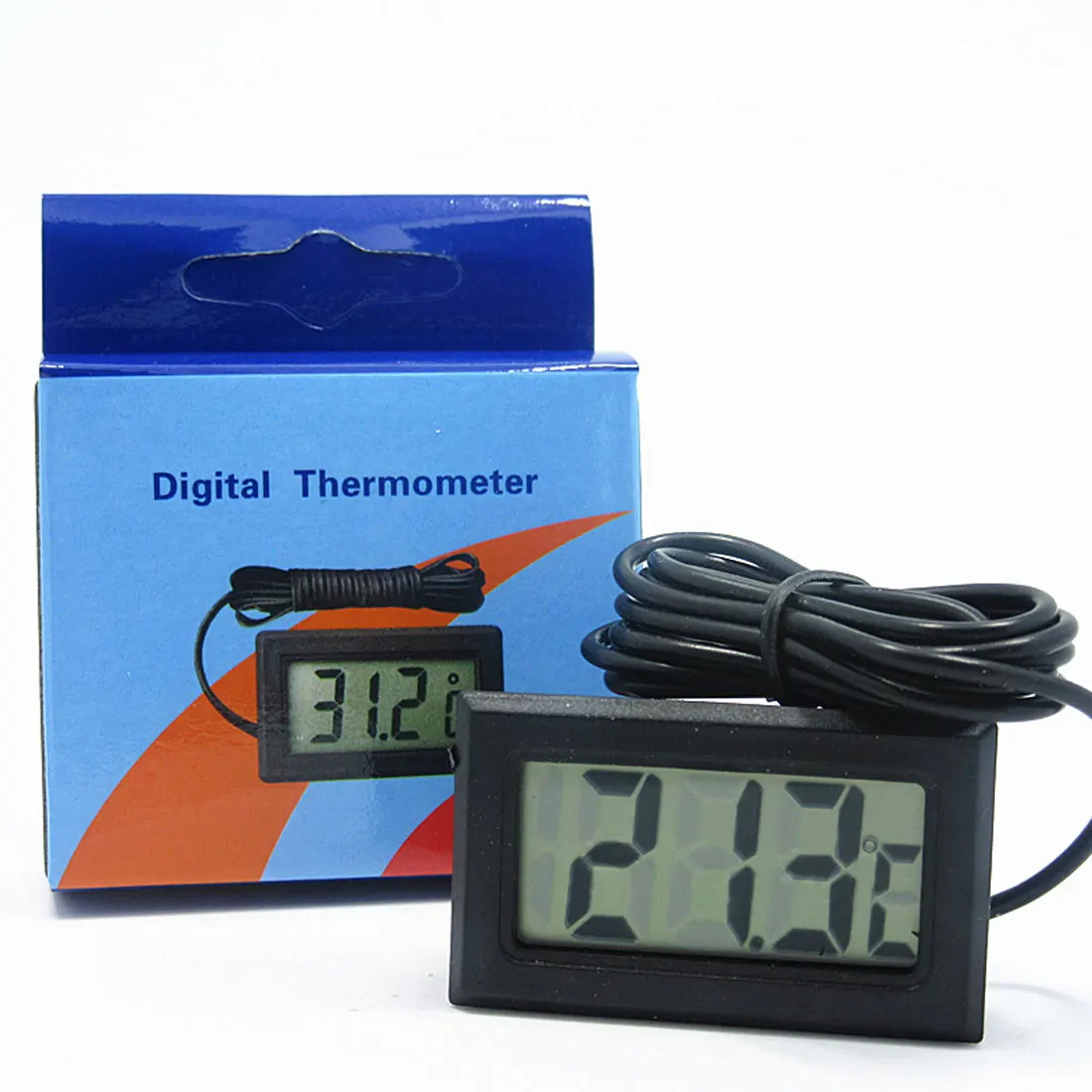 

Top Sale 1pcs Mini LCD Digital Thermometer for Fridges Freezers Coolers Aquarium Chillers 1M Probe Black