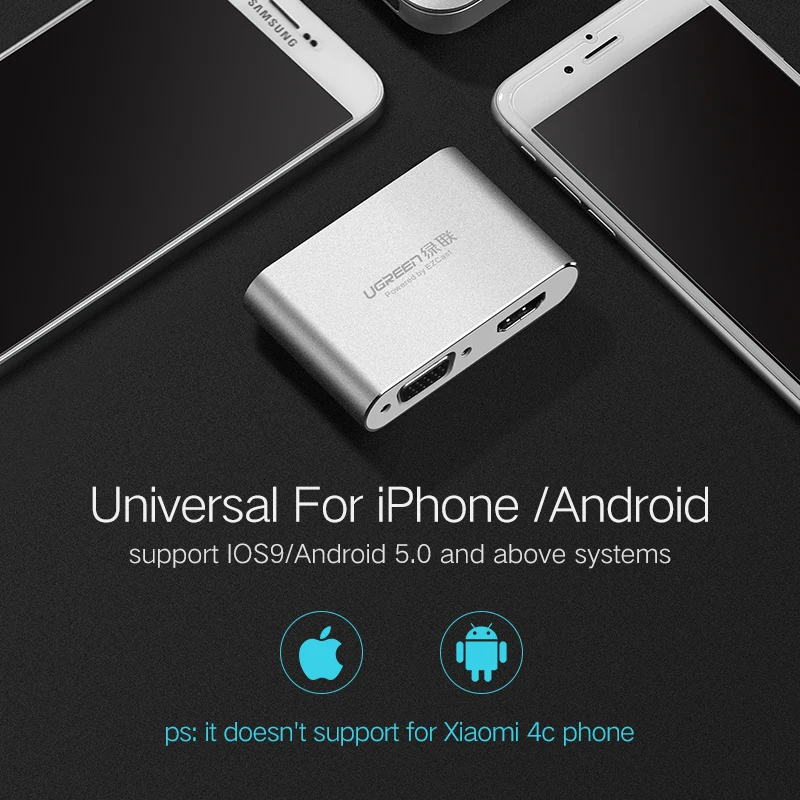 Ugreen 3 в 1 USB к HDMI VGA + аудио видео конвертер Цифровой AV адаптер для iPhone 6S Plus Ipad Samsung iOS