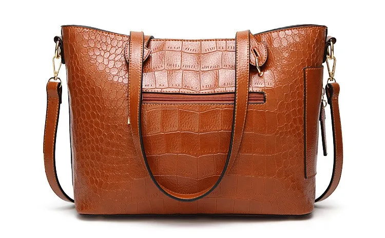 MJ Women Shoulder Bag Female Large PU Leather Women Handbag Crocodile Patterned Leather Tote Big Crossbody Handbag Messenger Bag (11)