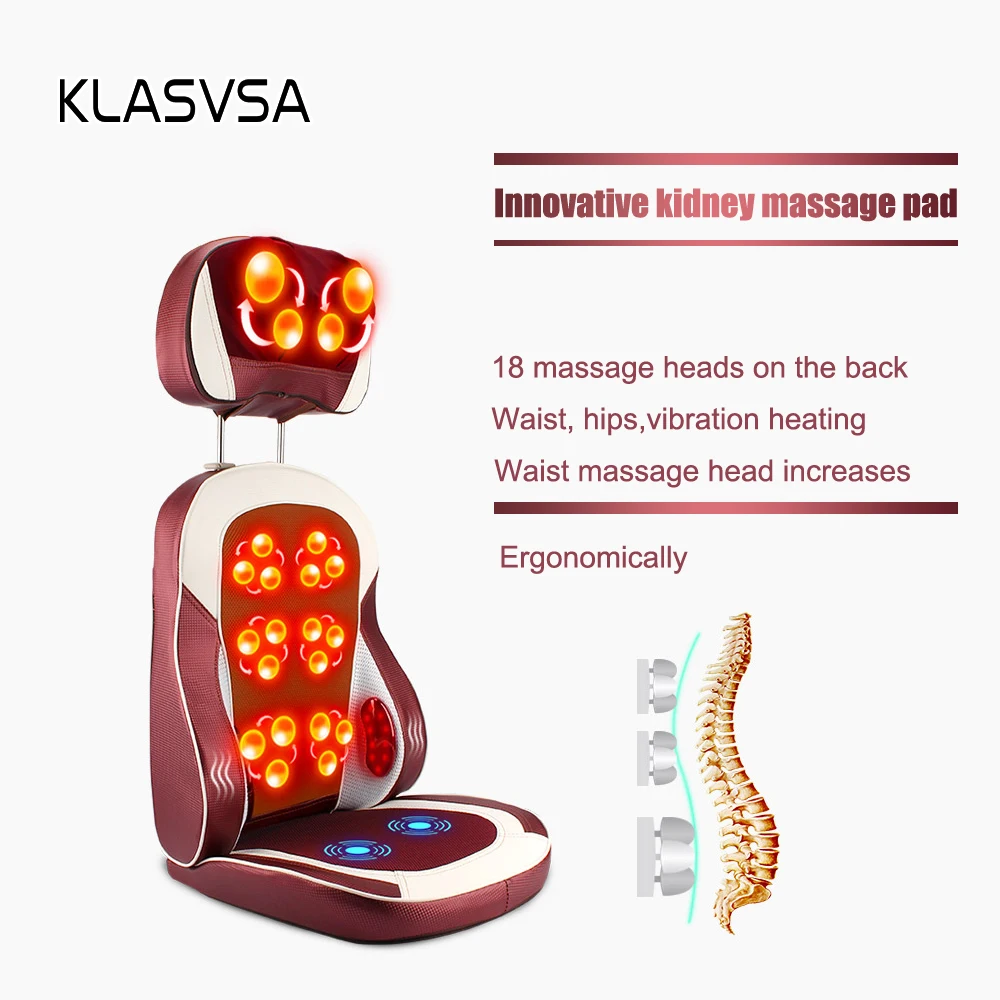 KLASVSA условиями Отопление разминающий массаж кресло Инфракрасного Физической Терапии шею подушку массаж спины расслабиться подушки сиденья вибратор