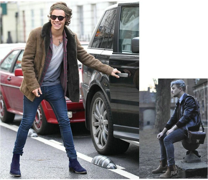 Men's Ankle Boot Suede Casual Chelsea Boots Men Suede Leather Men Winter Boots Men Slip-On Military Boot Men Desert Winter Shoes (1)