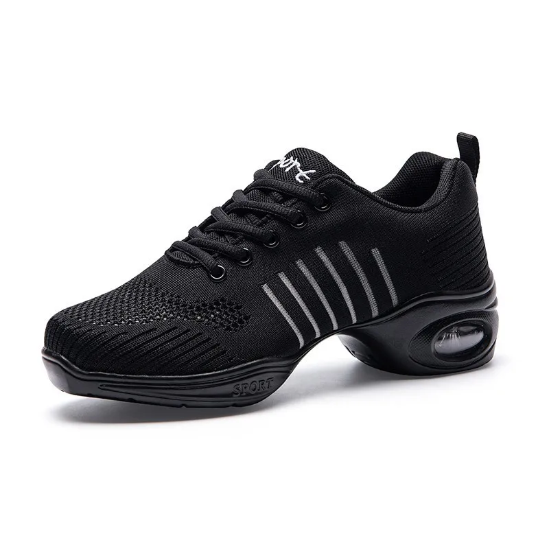 

Soft Outsole Woman's Breath Jazz Hip Hop Shoes Sports Feature Dance Sneakers Girls Modern Dance Shoes Practice Shoes White Black