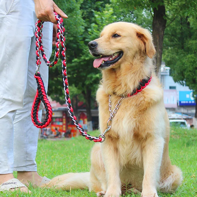 

2017 New High Quality Upgraded color collar rope Large Dog Leashes Iron chain P chain Pet Traction Rope Collar Set For Big Dogs