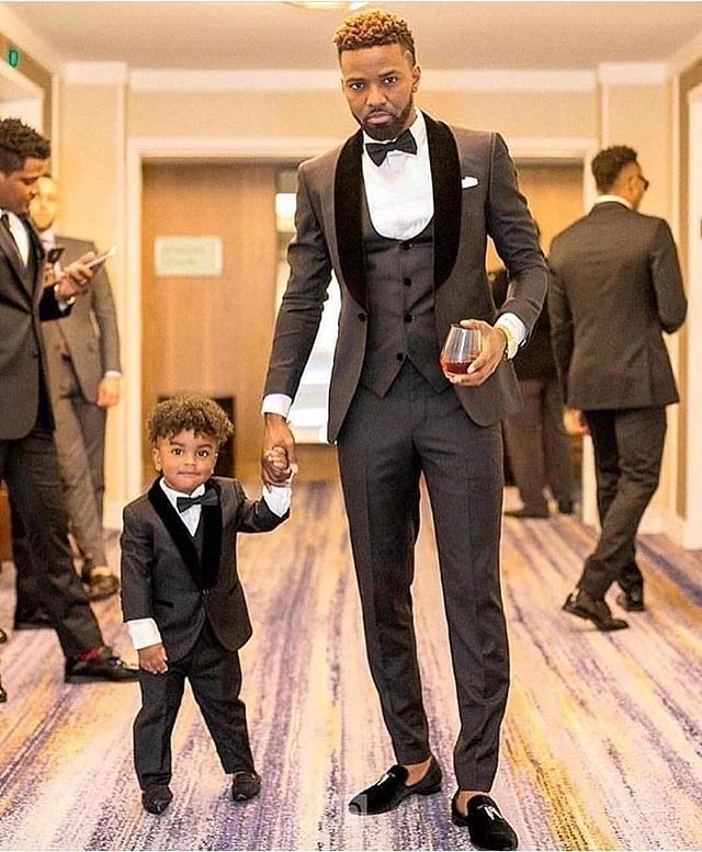 Nuevo diseño, ropa a juego para padre e hijo, trajes niños y hombres para Traje de Bodas, traje de matrimonio de piezas para niños, trajes iguales de -