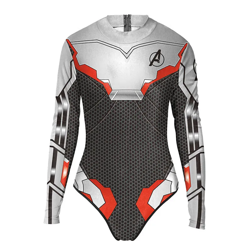 Avengers Endgame Quantum Realm Cosplay Swimwear Women's One-Piece Long Sleeve Swimsuit Advanced Tech Polyester Bathing Suit