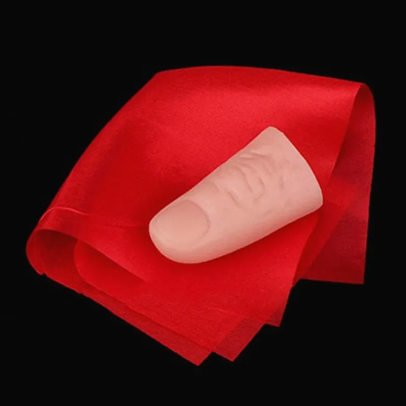 

Fashion Magic Tricks Hallucination Props Close Up Vanish Appearing Plastic Finger Thumb Tip Red Silk Clothing