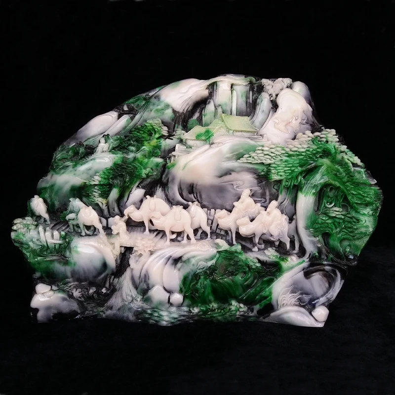 

Hand engraving Artwork Jade carving imitation Shoushan Stone camel ornaments Home Furnishing jade crafts gift jade decoration Fe