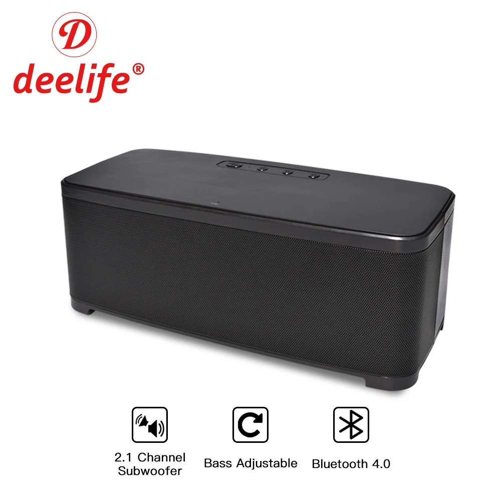 

Deelife Home Bluetooth Speaker with Bass Adjustment Powerful Loudspeaker Wireless 2.1 Channel Stereo Music Surround Sound Box