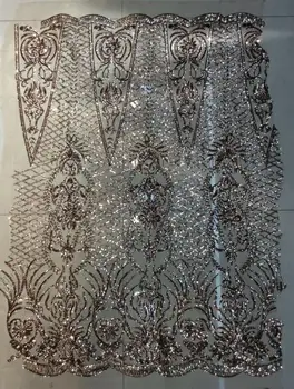 

Nigerian french net Lace Cyndi-3.3128 Embroidered Cord Lace Fabric with full beads for bridal dress