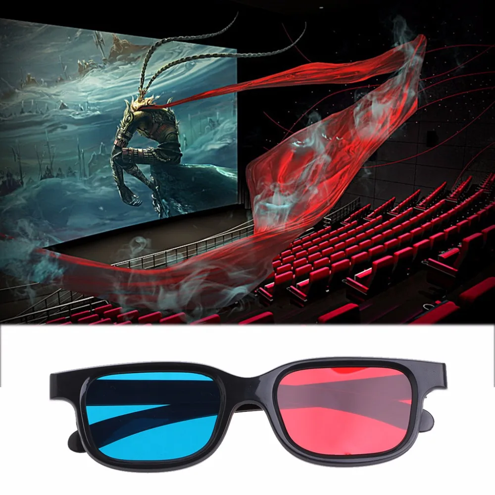 3D очки в черной оправе красные синие пластиковые 3d для видеоигр и DVD|anaglyphic glasses|3d