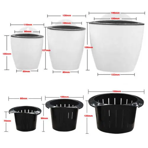 2018 Newest Modern Self-watering Plant Flower Pot Wall Hanging Plastic Planter Home Garden Hanging Baskets Planters White Size L