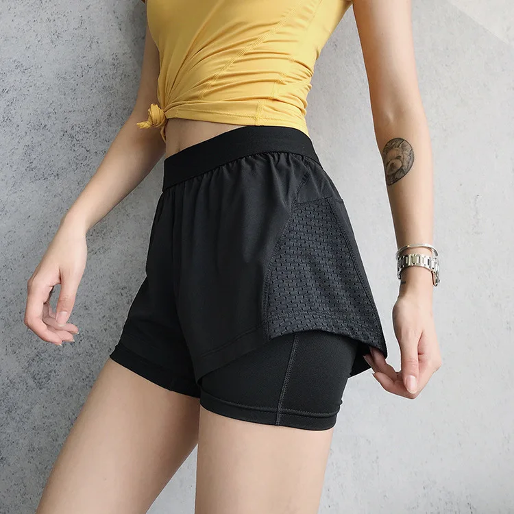 

Summer new sports shorts women's double-sided side net anti-light fast dry liner fitness shorts yoga running loose shorts