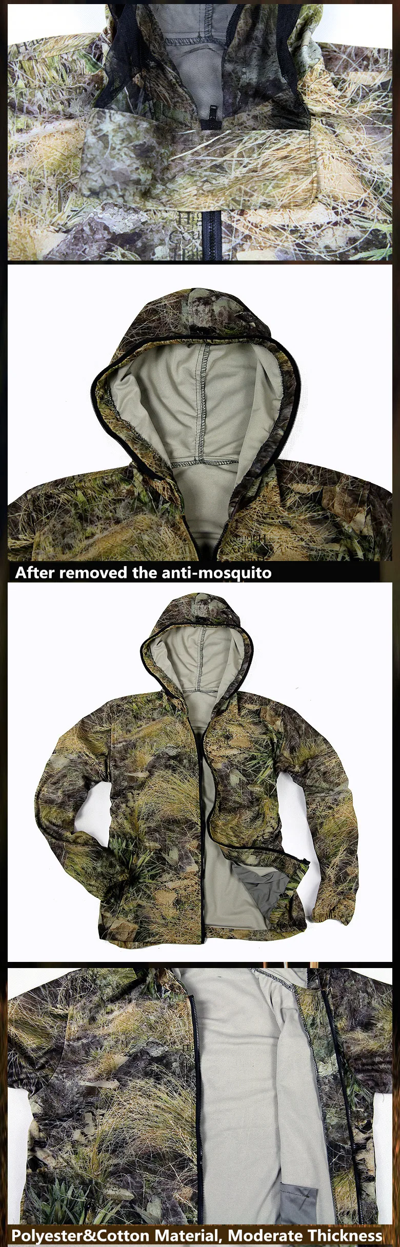Новая летняя хлопковая камуфляжная куртка для охоты, дышащая рыболовная куртка с защитой от комаров, 3D бионическая камуфляжная куртка для охоты с листьями травы