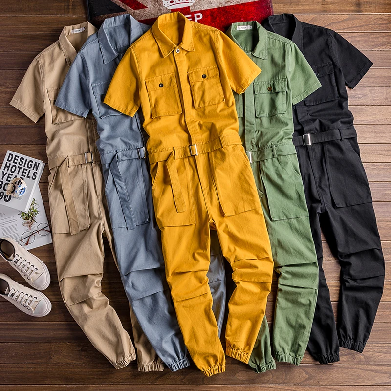 

Japanese Retro Tooling Suit Summer New Jumpsuit Loose Multi-pocket Hip Hop Casual Siamese Pants Handsome Overalls