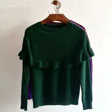 Корейский Kpop настоящий Джерси Обычный полный полиэстер хлопок сплошной стиль женский жакет с круглым вырезом Топ