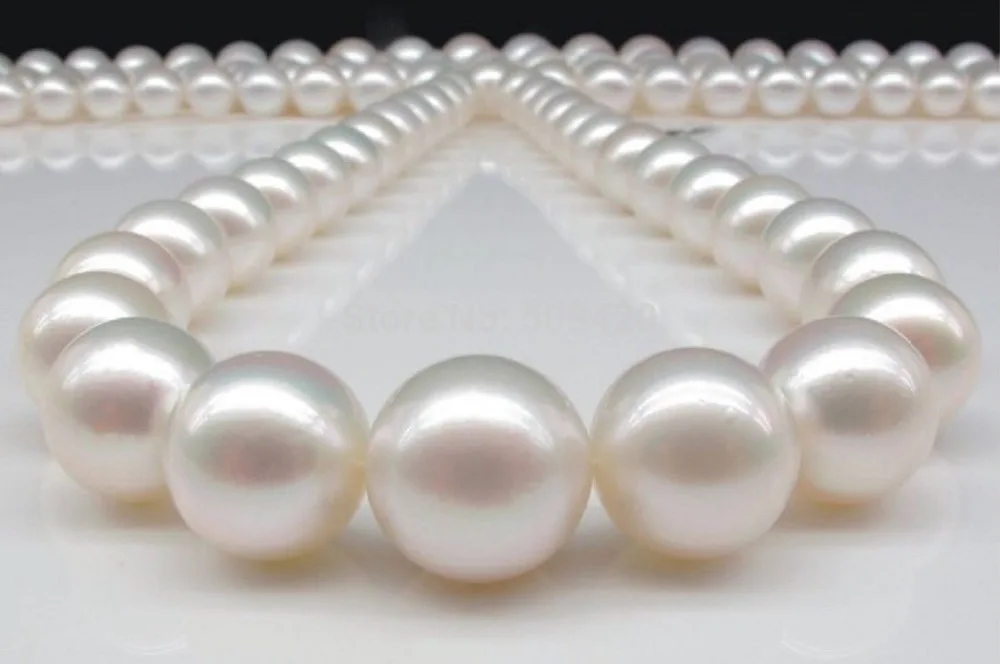 

W&O658 11-12mm natural Australian south sea white pearl necklace 18inch (C0309)