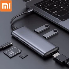 Многофункциональный конвертер Xiaomi hagives type-C, двойной USB 3,0, адаптер для передачи данных, HDMI, SD/TF, для Macbook, samsung, кард-ридер