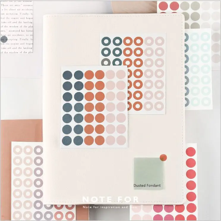 

3pages/set totall 124 pcs (84 dots + 42 circles) Decorative Stickers DIY Planner Diary Index paper Sticker gift for kids 2002
