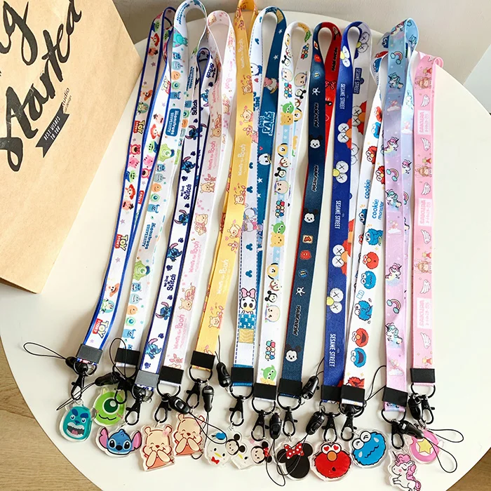 

Cute cartoon long straps Universal mobile phone cover Case rope long strap, stitch winnie string lanyard hang neck wave minnie