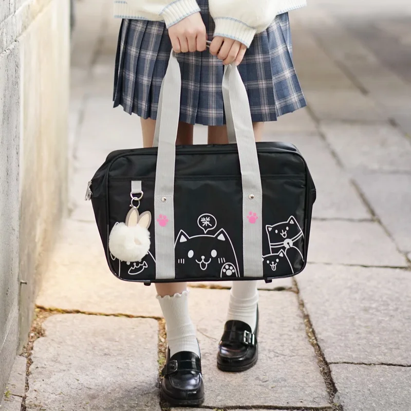 Школьная сумка в стиле колледжа с милым принтом кота, японская школьная сумка JK, школьная сумка в стиле Лолиты