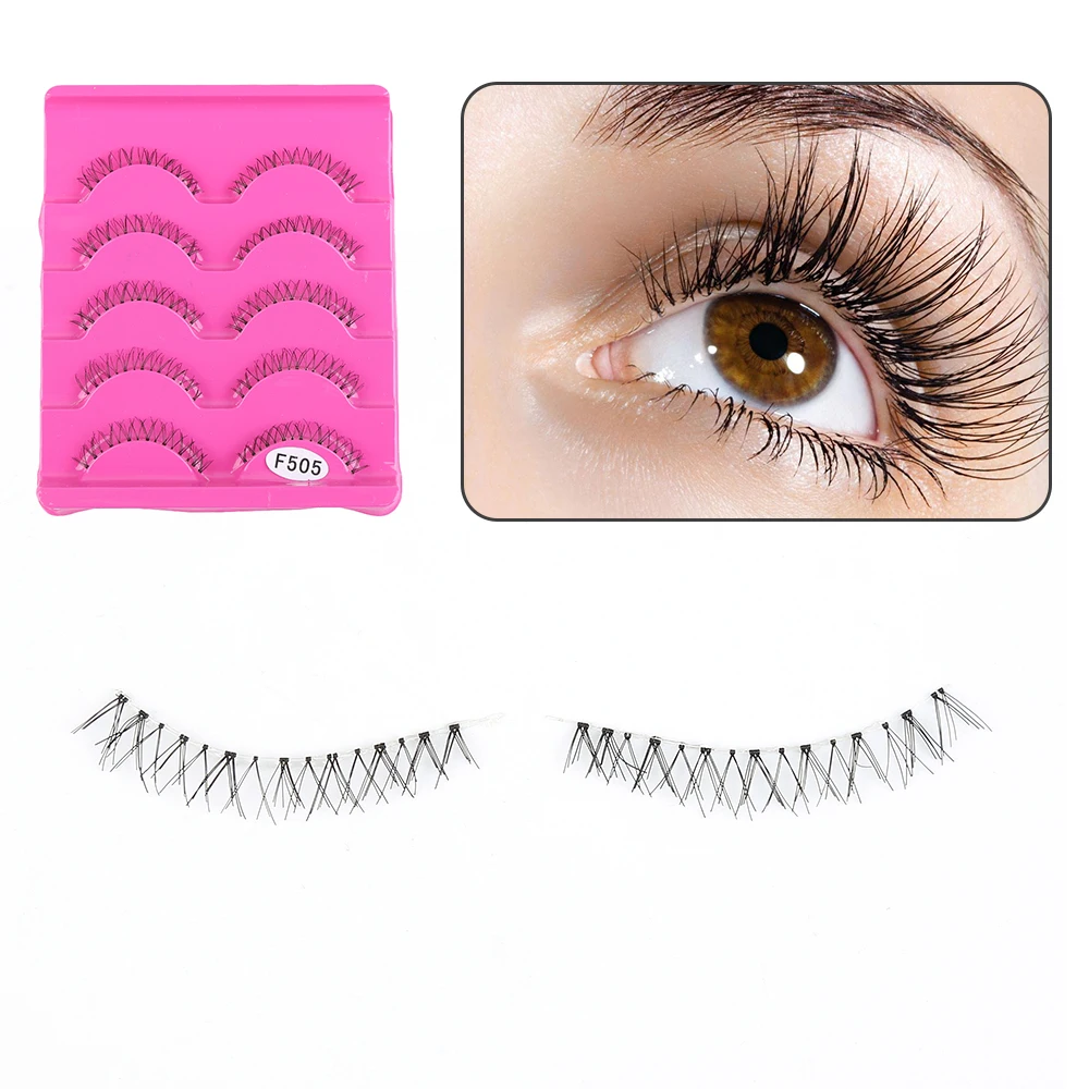 

5 Pairs Natural Handmade Under Lashes False Eyelashes Makeup Soft Long Cross Lower Bottom Fake Eye Lashes Extesions Makeup Tool