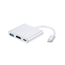 USB 3,1 Тип с разъемами типа C и USB 3,0/HD/Тип-C концентратор USB-C 3-в-1 адаптер ключ для док-станции серебро для Dell XPS 13 Macbook Pro