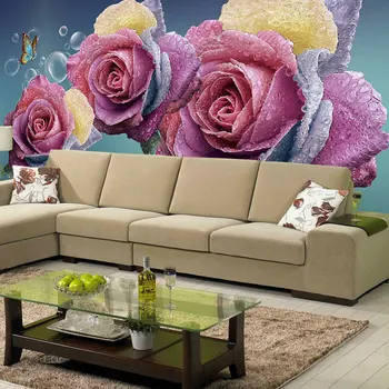 

3D Nature Flowers Photo Wall Paper Mural Stickers Living Room Bedroom Home Decor Papel Parede Self Adhesive Vinyl/Silk Wallpaper