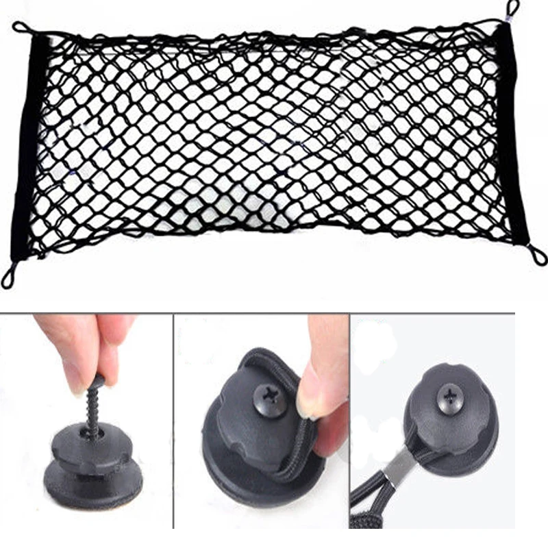 

Car Universal 100CM X 38CM Storage Elastic Mesh Net Bag Luggage Holder Pocket Sticker Trunk Organizer Strong Magic
