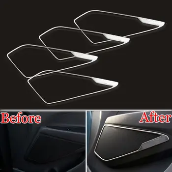 

4x Stainless Car Styling Door Speaker Audio Ring Cover Trim Sticker Decorative Fit For Hyundai Tucson 2016 Car Decal Accessories