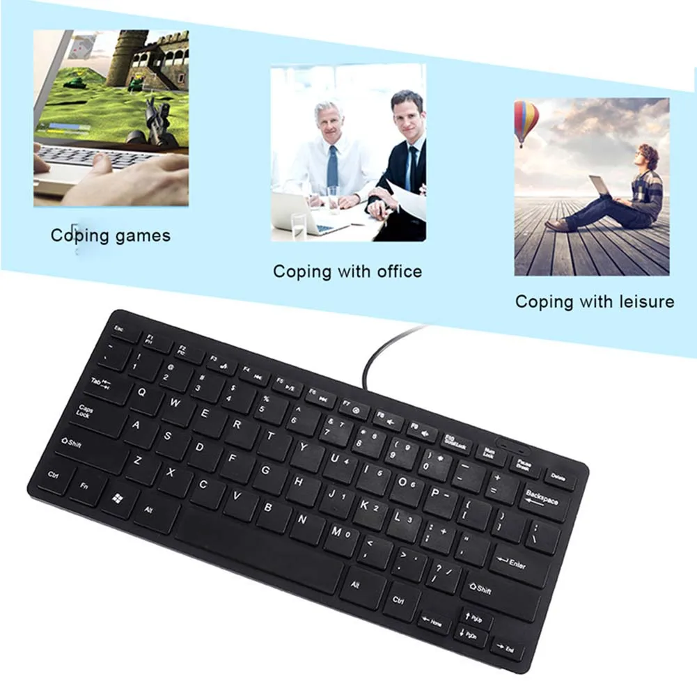 

Ultra Thin Quiet Small Wired Keyboard Mini Multimedia USB Keyboards for Laptop PC Computer SD998