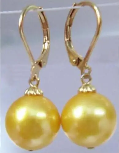 

10-11mm natural Australian south sea golden pearl earring 14k/20/20 gold hook