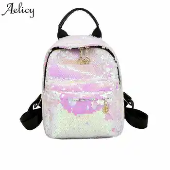 

Aelicy High Quality Fashion Women's Shinning Glitter Bling Backpack Sequins PU Leather Mini Backpack Preppy Travel School Bag