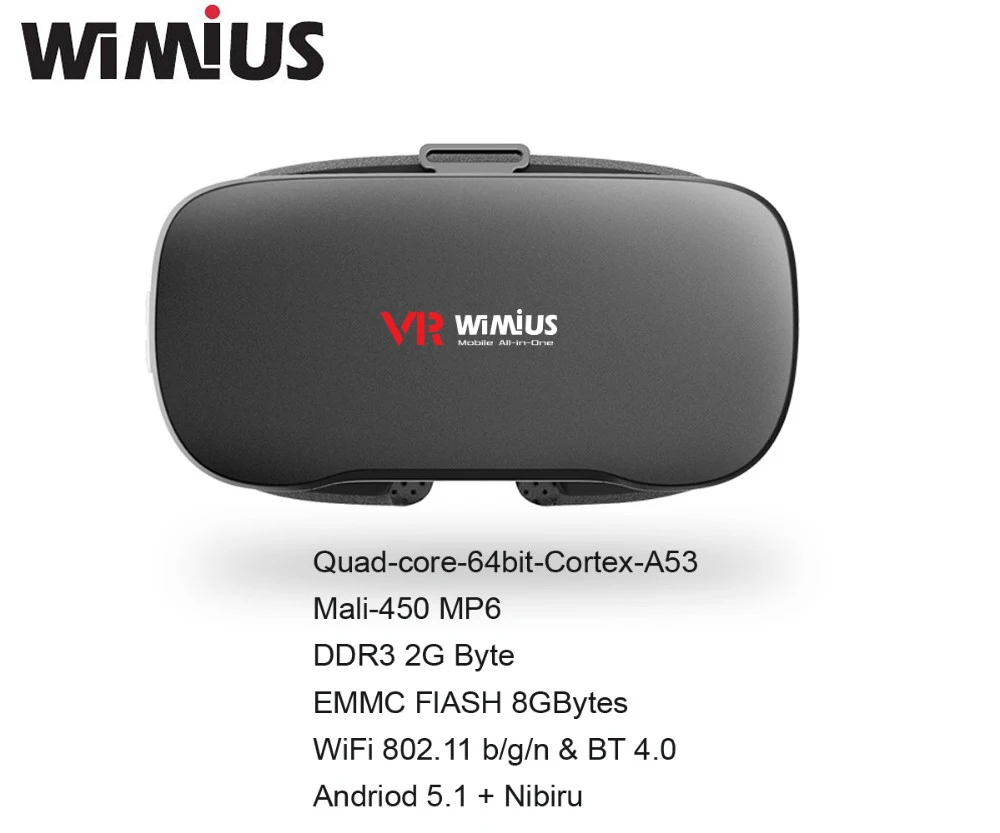 Wimius All In One Vr Headset 3d Glasses Virtual Reality Headset Fov 95d Wifi Bluetooth 5.5inch