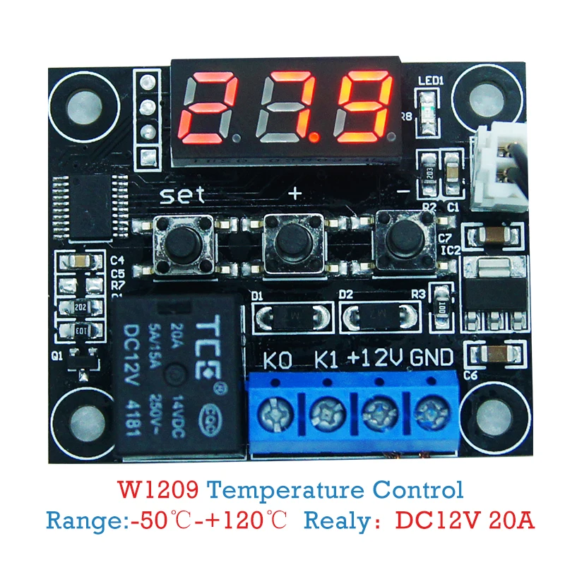 

W1209 LED Digital Thermostat Temperature Control Thermometer Thermo Controller Switch Module DC 12V Waterproof NTC Sensor