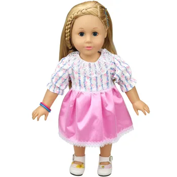

Clothes For 18inch United States Girl Doll Round Lace Collar Rose Red Party Dress Accessories Fit 18inch Girl Dolls