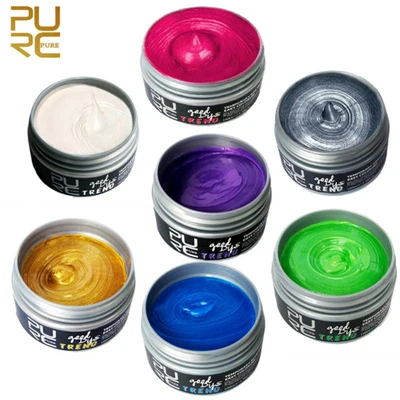 7PCS Фиолетовый, серый, серебристый, пепельный воск для окрашивания волос, одноразовый крем-краска для моделирования, моющийся - Цвет: 7PCS